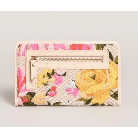 Spartina 449 Babbie’s Store Blue Bird Floral Snap Travel Wallet Embroidered NWT - Picture 2 of 4